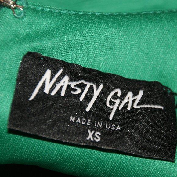 NASTY GAL Green Drawing A Blank Mini Dress sz XS - Picture 7 of 13